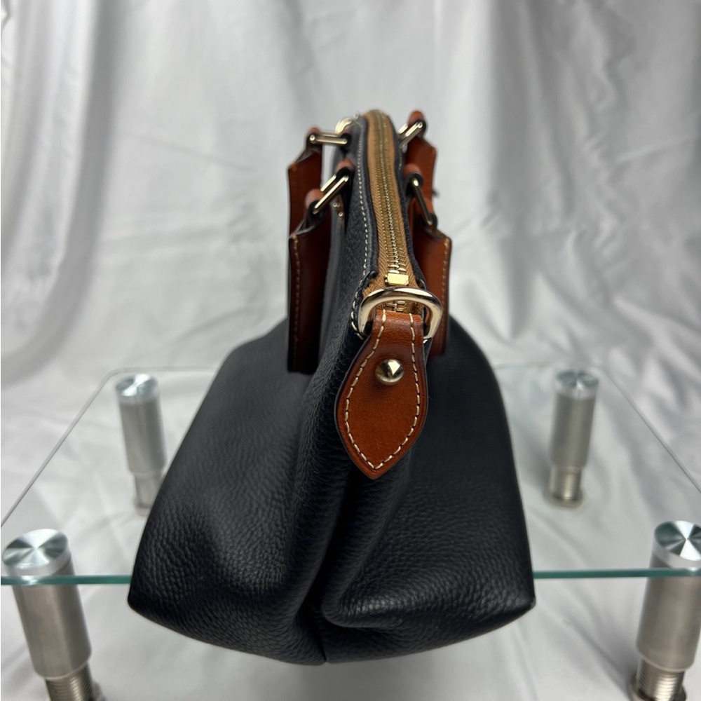 Dooney & Bourke Pebble Grain Leather Satchel Black Brown Bag Purse - Picture 5 of 14